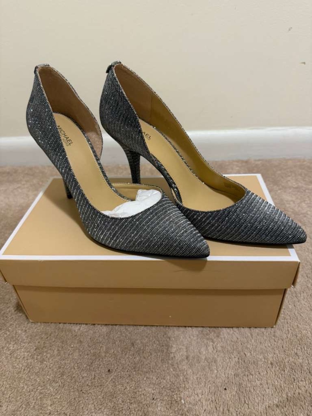 MICHAEL Michael Kors Gunmetal Glitter Pointed-Toe D'Orsay Pumps